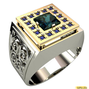 Золотое кольцо-печатка (перстень), 585 пробы с фианитом, 3036
