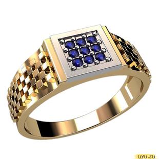 Золотое кольцо-печатка (перстень), 585 пробы с фианитом, 3038