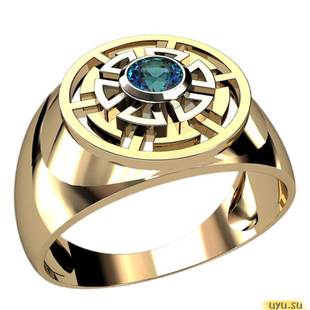Золотое кольцо-печатка (перстень), 585 пробы с фианитом, 3039