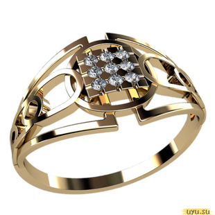 Золотое кольцо-печатка (перстень), 585 пробы с фианитом, 3041