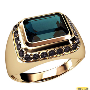 Золотое кольцо-печатка (перстень), 585 пробы с фианитом, 3042