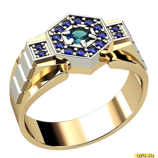 Золотое кольцо-печатка (перстень), 585 пробы с фианитом, 3044