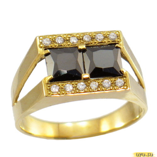 Золотое кольцо-печатка (перстень), 585 пробы с фианитом, 3045