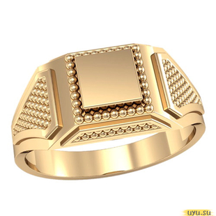 Золотое кольцо-печатка (перстень), 585 пробы с фианитом, 3047