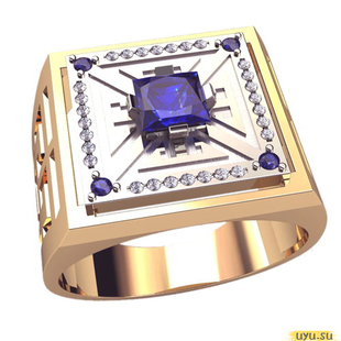 Золотое кольцо-печатка (перстень), 585 пробы с фианитом, 3049