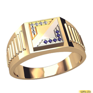 Золотое кольцо-печатка (перстень), 585 пробы с фианитом, 3050