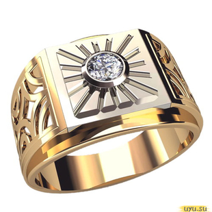Золотое кольцо-печатка (перстень), 585 пробы с фианитом, 3051