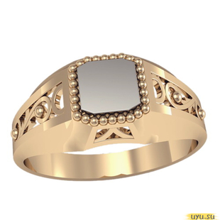 Золотое кольцо-печатка (перстень), 585 пробы с фианитом, 3053