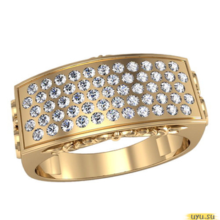 Золотое кольцо-печатка (перстень), 585 пробы с фианитом, 3054
