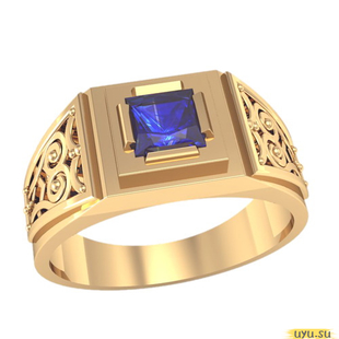 Золотое кольцо-печатка (перстень), 585 пробы с фианитом, 3055