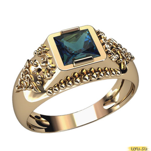 Золотое кольцо-печатка (перстень), 585 пробы с фианитом, 3056