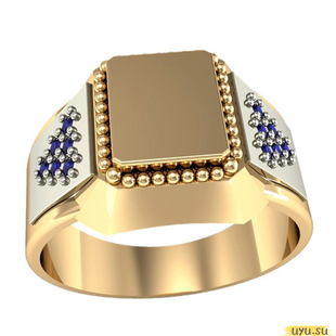 Золотое кольцо-печатка (перстень), 585 пробы с фианитом, 3057