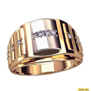 Золотое кольцо-печатка (перстень), 585 пробы с фианитом, 3058