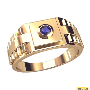Золотое кольцо-печатка (перстень), 585 пробы с фианитом, 3059