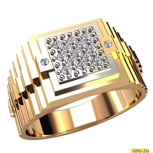 Золотое кольцо-печатка (перстень), 585 пробы с фианитом, 3060