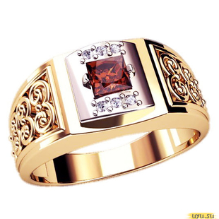 Золотое кольцо-печатка (перстень), 585 пробы с фианитом, 3061