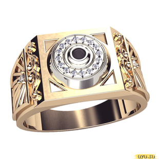 Золотое кольцо-печатка (перстень), 585 пробы с фианитом, 3064