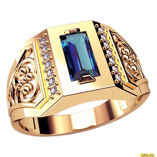 Золотое кольцо-печатка (перстень), 585 пробы с фианитом, 3065