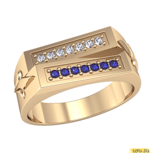 Золотое кольцо-печатка (перстень), 585 пробы с фианитом, 3066