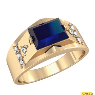 Золотое кольцо-печатка (перстень), 585 пробы с фианитом, 3067