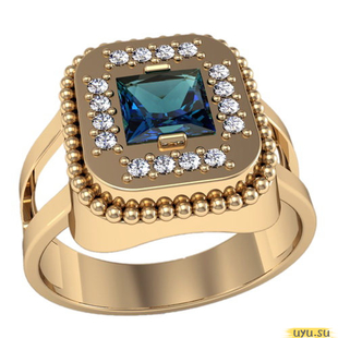 Золотое кольцо-печатка (перстень), 585 пробы с фианитом, 3068