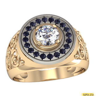Золотое кольцо-печатка (перстень), 585 пробы с фианитом, 3069