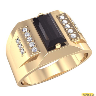 Золотое кольцо-печатка (перстень), 585 пробы с фианитом, 3071