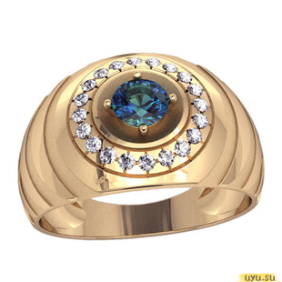 Золотое кольцо-печатка (перстень), 585 пробы с фианитом, 3073