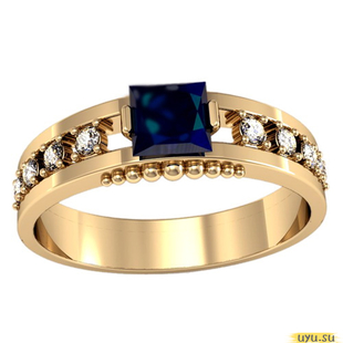 Золотое кольцо-печатка (перстень), 585 пробы с фианитом, 3077