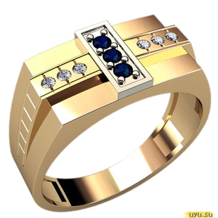 Золотое кольцо-печатка (перстень), 585 пробы с фианитом, 3078