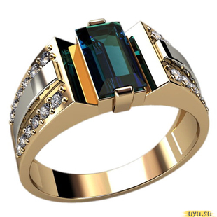 Золотое кольцо-печатка (перстень), 585 пробы с фианитом, 3079