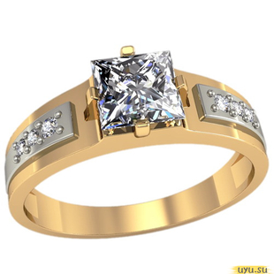 Золотое кольцо-печатка (перстень), 585 пробы с фианитом, 3083