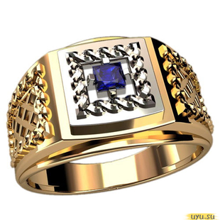 Золотое кольцо-печатка (перстень), 585 пробы с фианитом, 3084