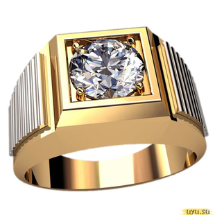 Золотое кольцо-печатка (перстень), 585 пробы с фианитом, 3085