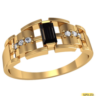 Золотое кольцо-печатка (перстень), 585 пробы с фианитом, 3087