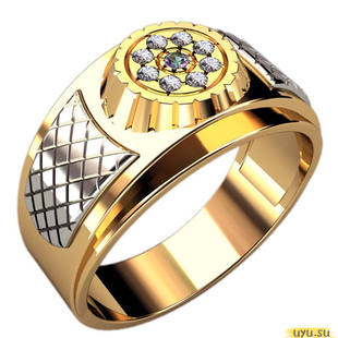 Золотое кольцо-печатка (перстень), 585 пробы с фианитом, 3089