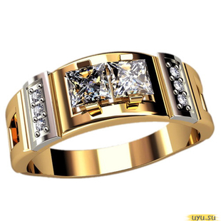 Золотое кольцо-печатка (перстень), 585 пробы с фианитом, 3091