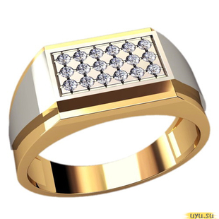 Золотое кольцо-печатка (перстень), 585 пробы с фианитом, 3092