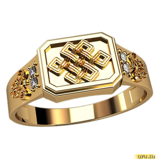 Золотое кольцо-печатка (перстень), 585 пробы с фианитом, 3094