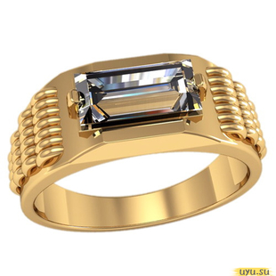 Золотое кольцо-печатка (перстень), 585 пробы с фианитом, 3095