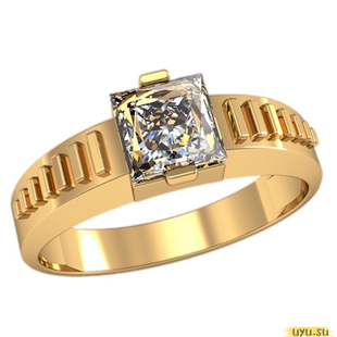 Золотое кольцо-печатка (перстень), 585 пробы с фианитом, 3096