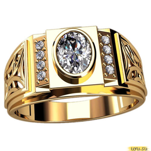 Золотое кольцо-печатка (перстень), 585 пробы с фианитом, 3098