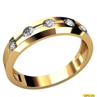 Золотое кольцо обручальное 585 пробы с фианитом, 3099