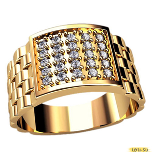 Золотое кольцо-печатка (перстень), 585 пробы с фианитом, 3100