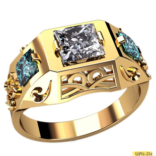 Золотое кольцо-печатка (перстень), 585 пробы с фианитом, 3102