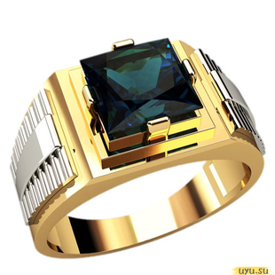 Золотое кольцо-печатка (перстень), 585 пробы с фианитом, 3105