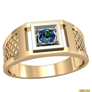 Золотое кольцо-печатка (перстень), 585 пробы с фианитом, 3106