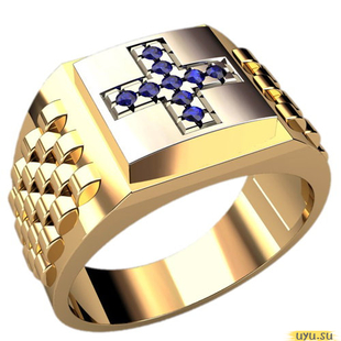 Золотое кольцо-печатка (перстень), 585 пробы с фианитом, 3107