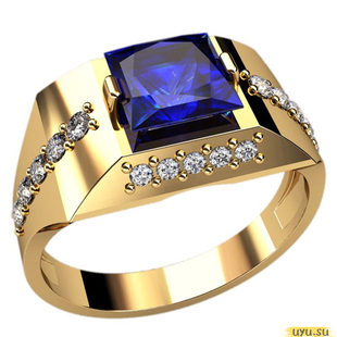 Золотое кольцо-печатка (перстень), 585 пробы с фианитом, 3108
