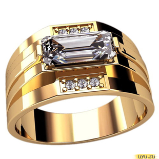 Золотое кольцо-печатка (перстень), 585 пробы с фианитом, 3110
